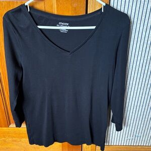 Chico's Prima cotton 3/4 Black Sleeve Top